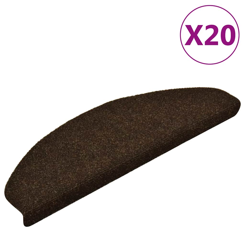 vidaXL Maty na schody samoprzylepne 20 szt. 65x21x4 cm Brązowe półokrągłe duże