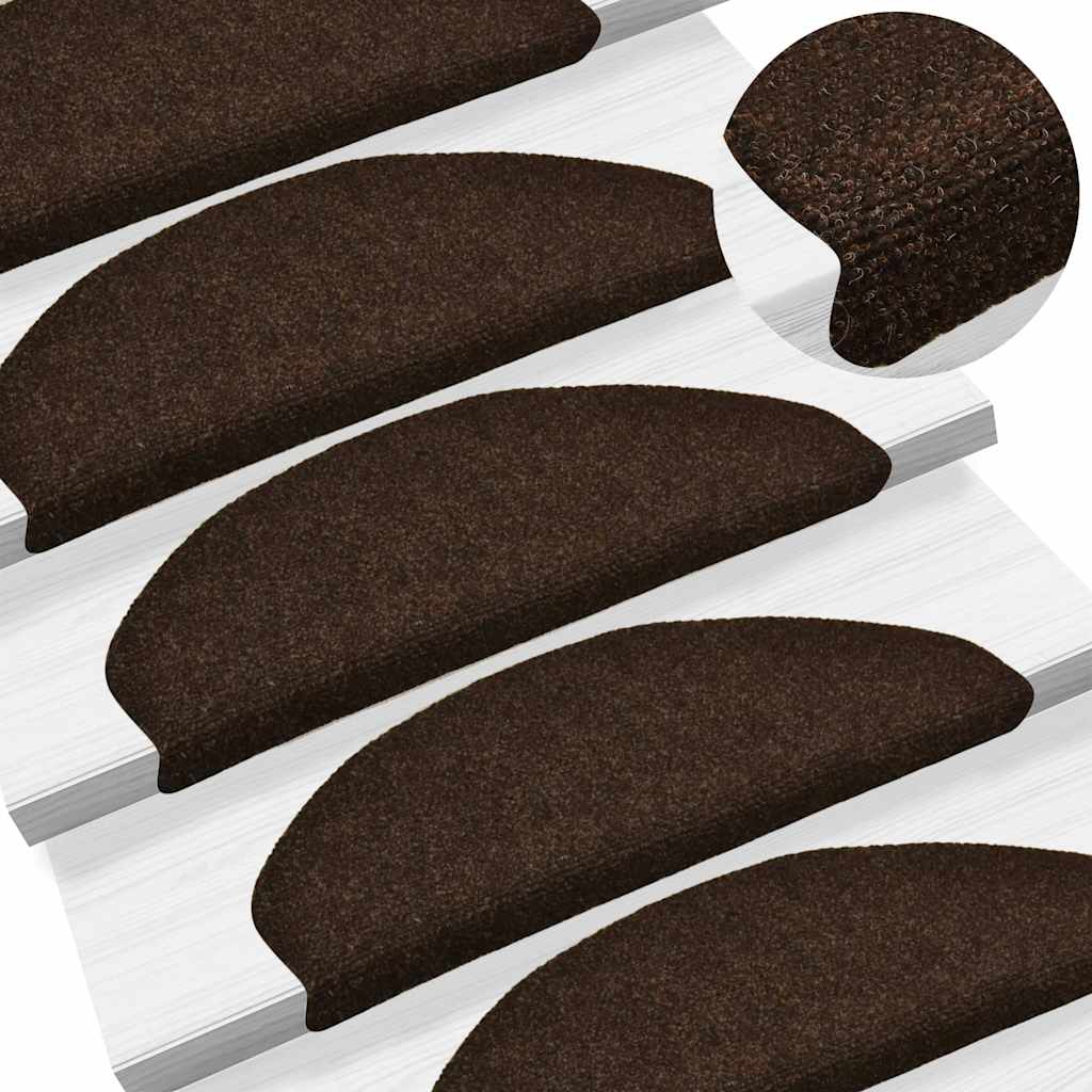 vidaXL Maty na schody samoprzylepne 20 szt. 65x21x4 cm Brązowe półokrągłe duże