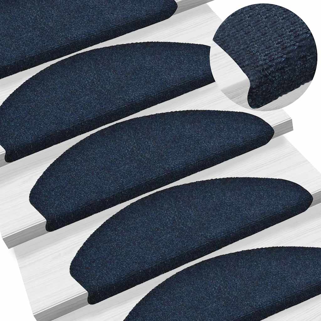 vidaXL Maty na schody samoprzylepne 20 szt. 65x21x4 cm granatowe półokrągłe duże