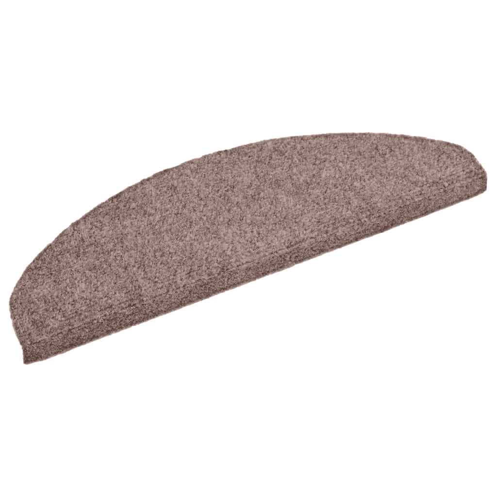 vidaXL Maty na schody samoprzylepne 30 szt. 65x21x4 cm jasnobrązowe półokrągłe duże
