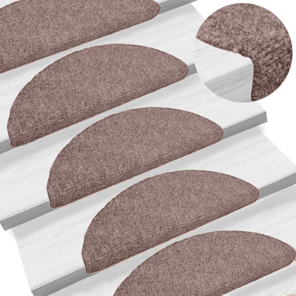 vidaXL Maty na schody samoprzylepne 30 szt. 65x21x4 cm jasnobrązowe półokrągłe duże