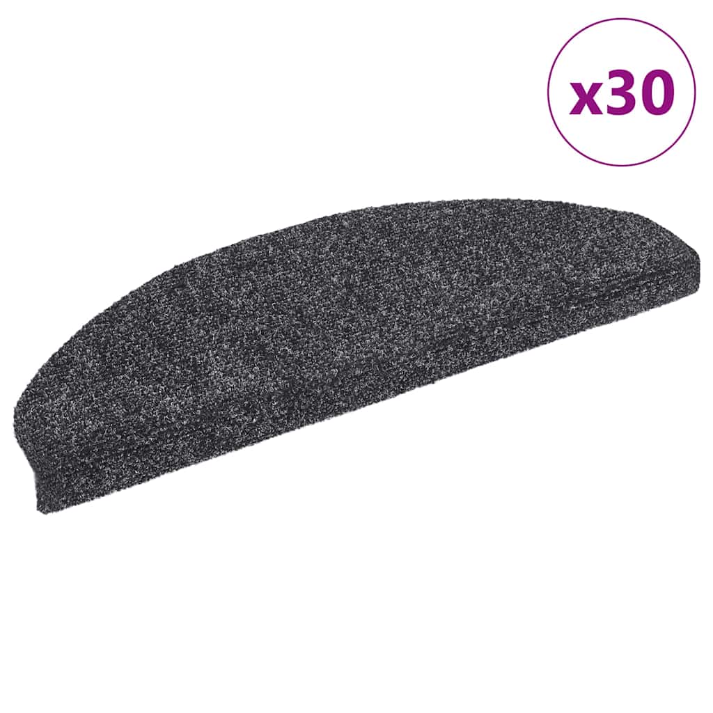 vidaXL Maty na schody samoprzylepne 30 szt. 65x21x4 cm Ciemnoszary Półokrągły Duży