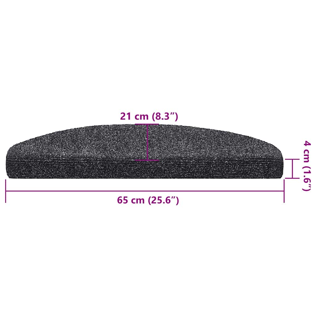 vidaXL Maty na schody samoprzylepne 30 szt. 65x21x4 cm Ciemnoszary Półokrągły Duży