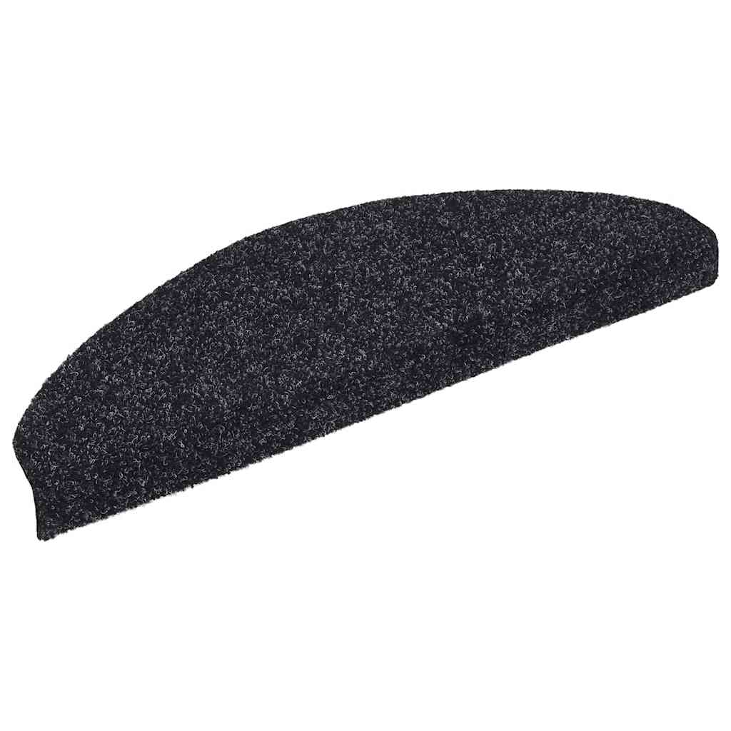 vidaXL Maty na schody samoprzylepne 30 szt. 65x21x4 cm czarne półokrągłe duże