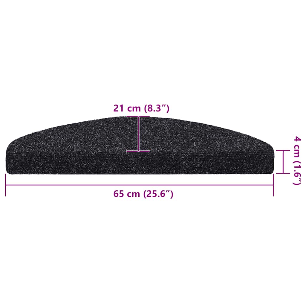 vidaXL Maty na schody samoprzylepne 30 szt. 65x21x4 cm czarne półokrągłe duże