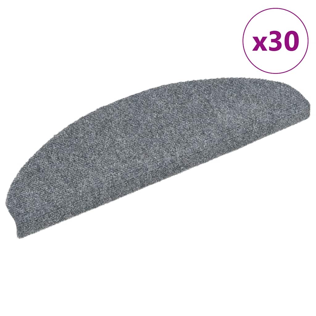 vidaXL Maty na schody samoprzylepne 30 szt. 65x21x4 cm Jasnoszary Półokrągły Duży