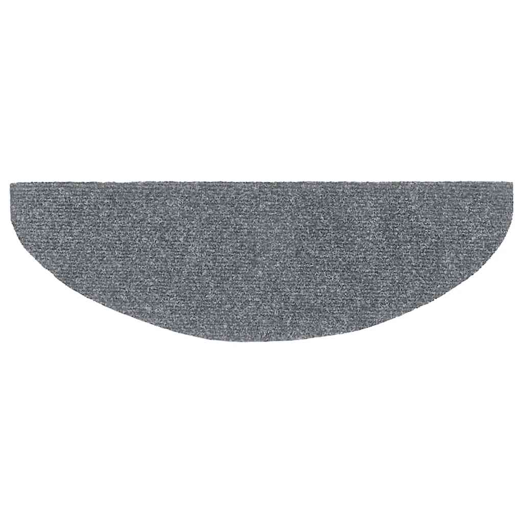 vidaXL Maty na schody samoprzylepne 30 szt. 65x21x4 cm Jasnoszary Półokrągły Duży
