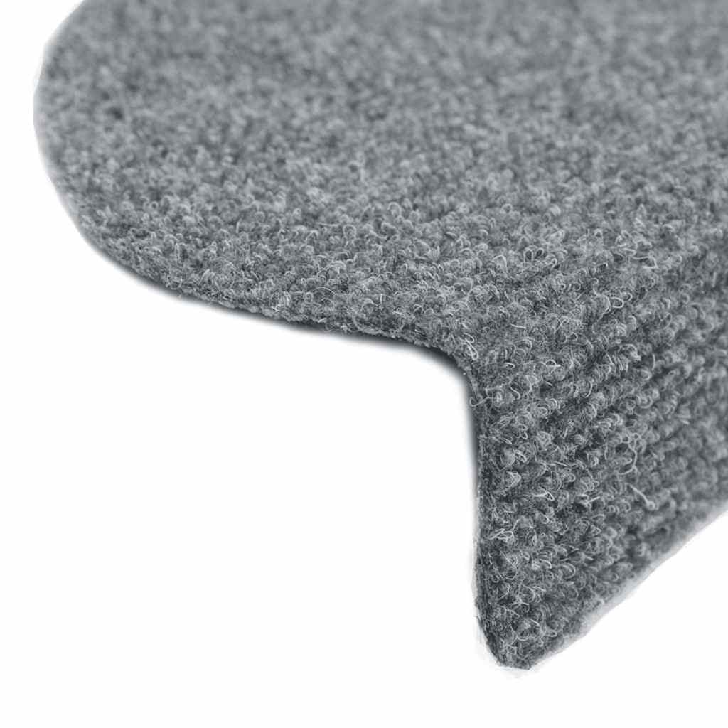 vidaXL Maty na schody samoprzylepne 30 szt. 65x21x4 cm Jasnoszary Półokrągły Duży