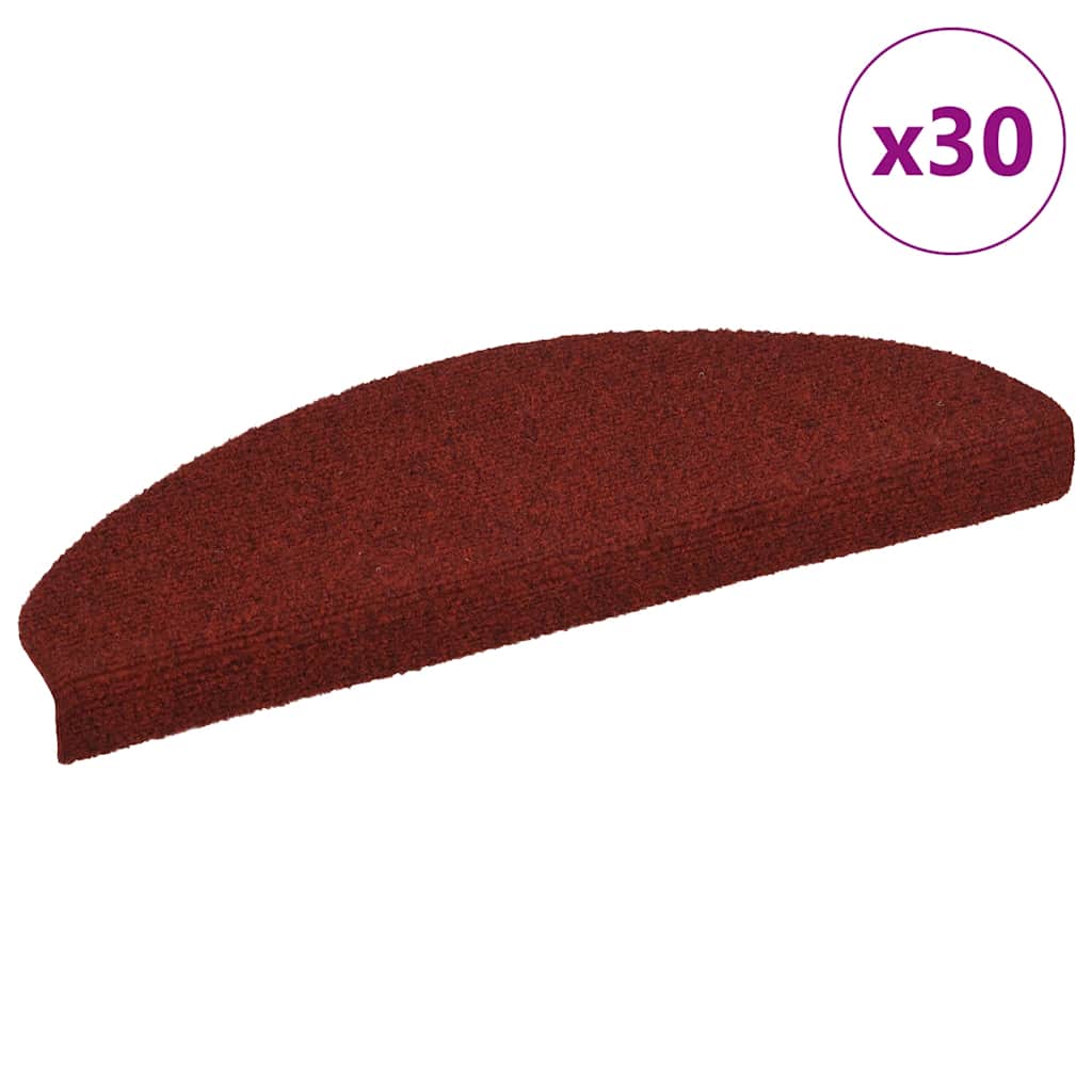 vidaXL Maty na schody samoprzylepne 30 szt. 65x21x4 cm Bordowe Czerwone Półokrągłe Duże