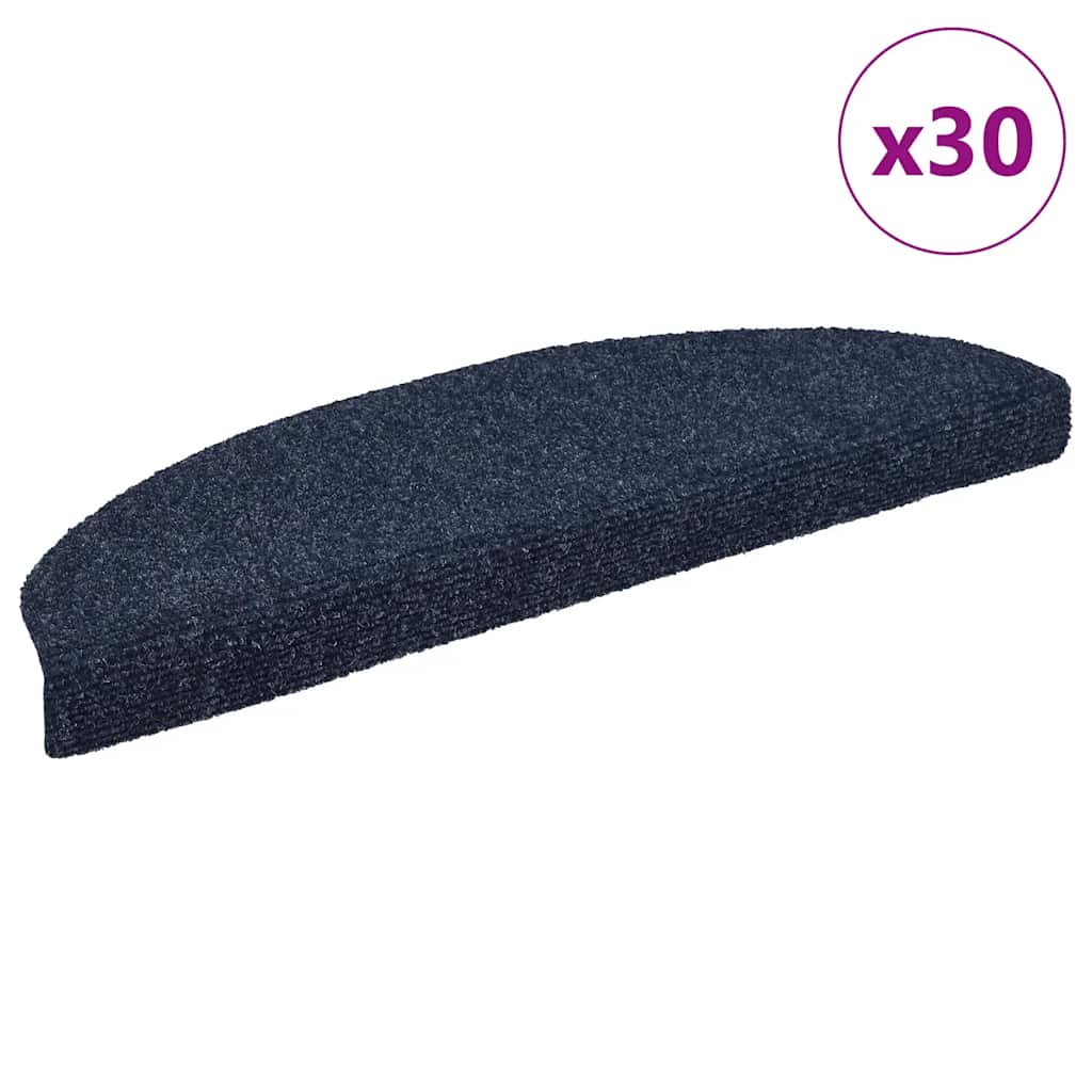 vidaXL Maty na schody samoprzylepne 30 szt. 65x21x4 cm niebieskie półokrągłe duże