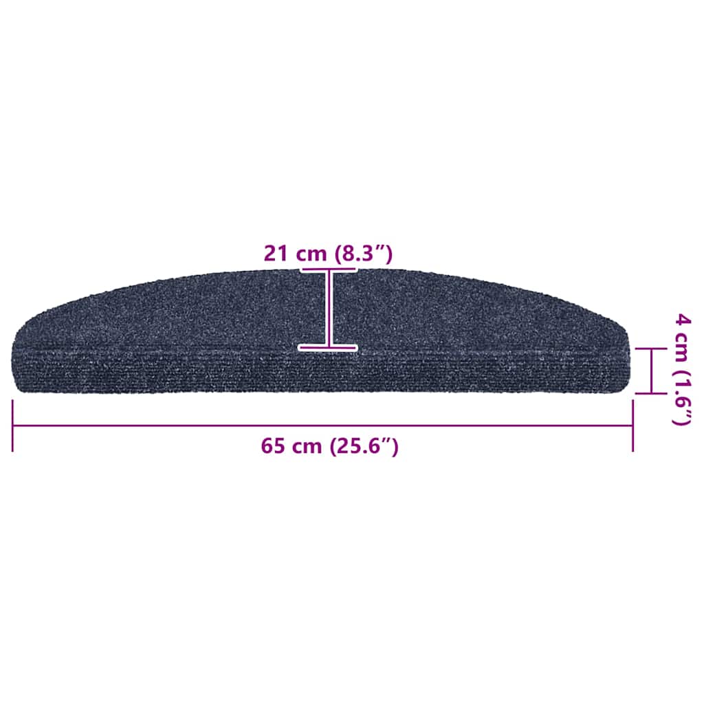 vidaXL Maty na schody samoprzylepne 30 szt. 65x21x4 cm niebieskie półokrągłe duże