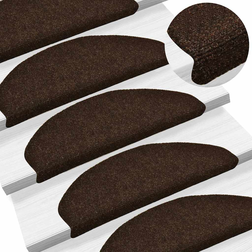 vidaXL Maty na schody samoprzylepne 30 szt. 65x21x4 cm Brązowe półokrągłe duże