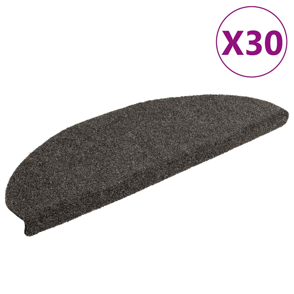 vidaXL Maty na schody samoprzylepne 30 szt. 65x21x4 cm Antracytowe półokrągłe duże