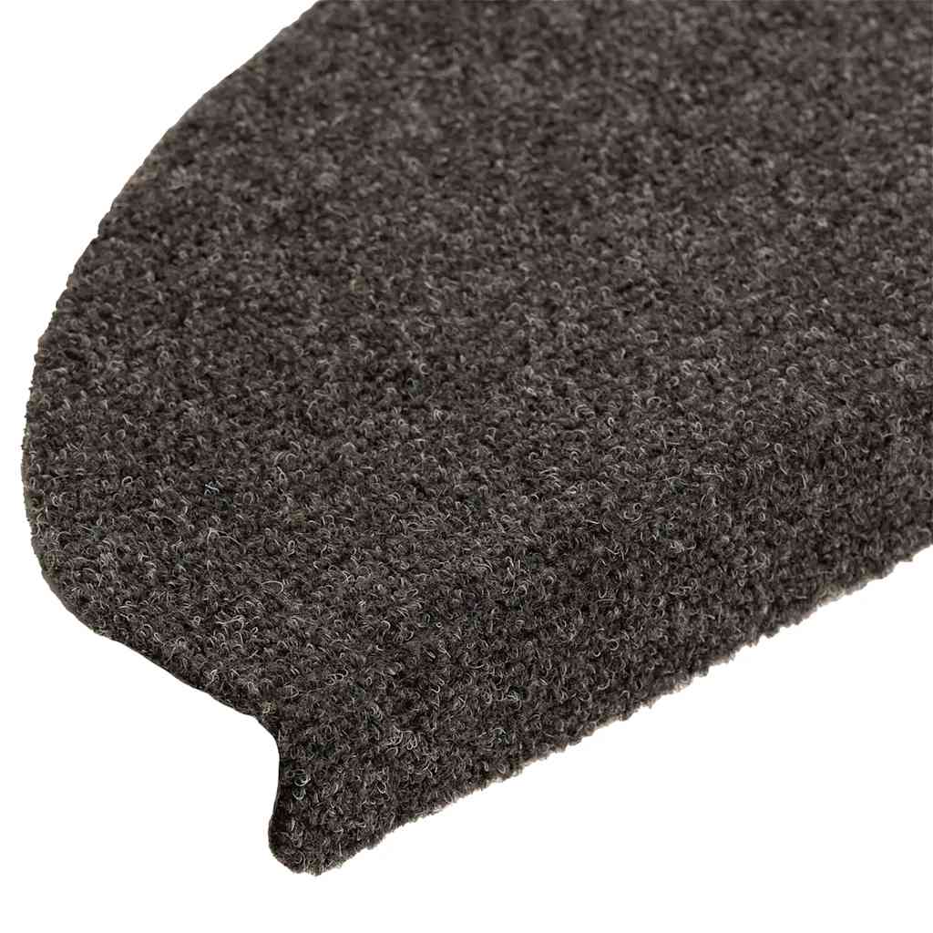vidaXL Maty na schody samoprzylepne 30 szt. 65x21x4 cm Antracytowe półokrągłe duże