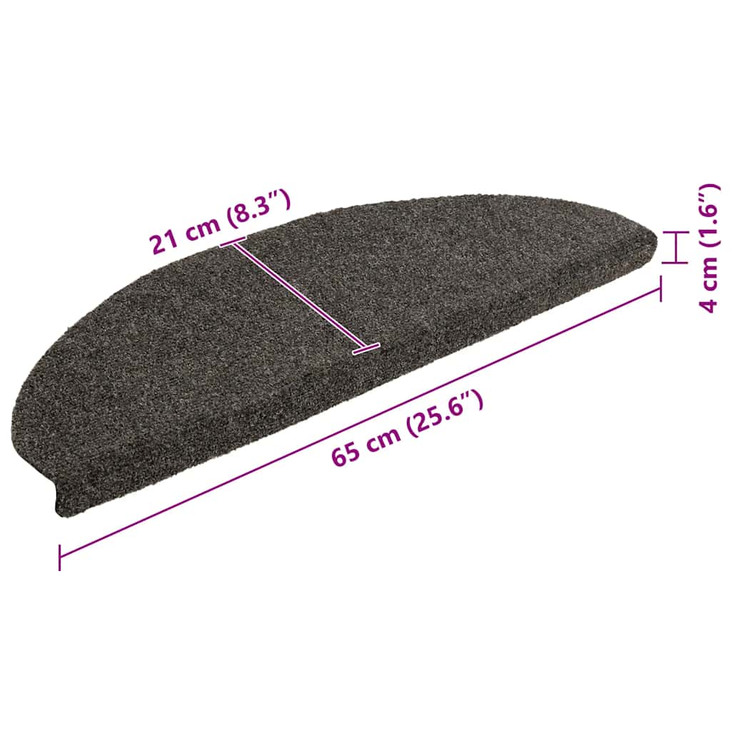 vidaXL Maty na schody samoprzylepne 30 szt. 65x21x4 cm Antracytowe półokrągłe duże