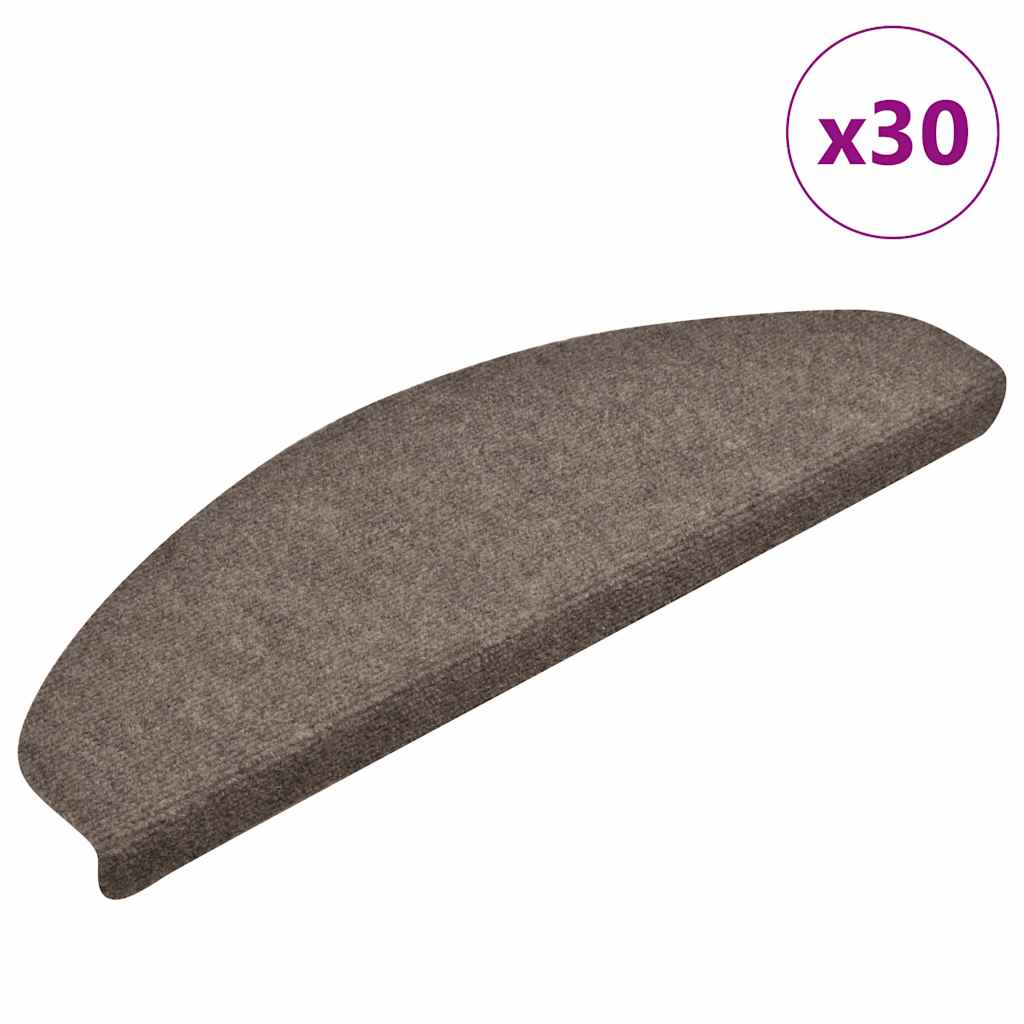 vidaXL Maty na schody samoprzylepne 30 szt. 65x21x4 cm beżowe półokrągłe duże