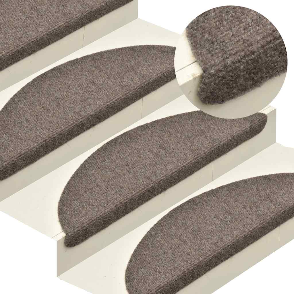 vidaXL Maty na schody samoprzylepne 30 szt. 65x21x4 cm beżowe półokrągłe duże