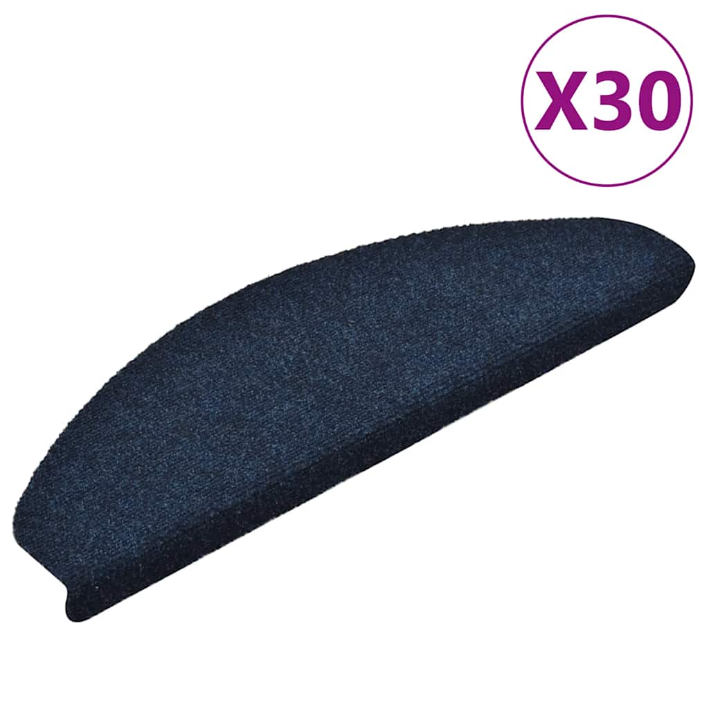 vidaXL Maty na schody samoprzylepne 30 szt. 65x21x4 cm granatowe półokrągłe duże