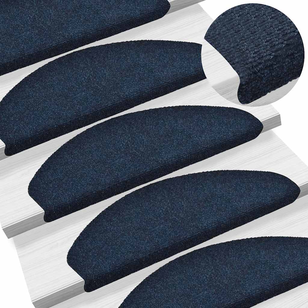vidaXL Maty na schody samoprzylepne 30 szt. 65x21x4 cm granatowe półokrągłe duże