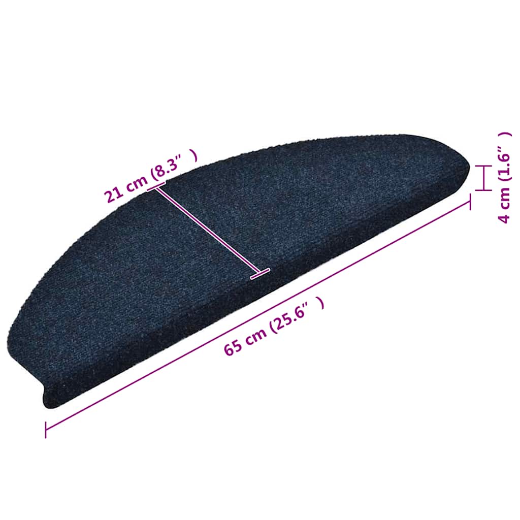 vidaXL Maty na schody samoprzylepne 30 szt. 65x21x4 cm granatowe półokrągłe duże