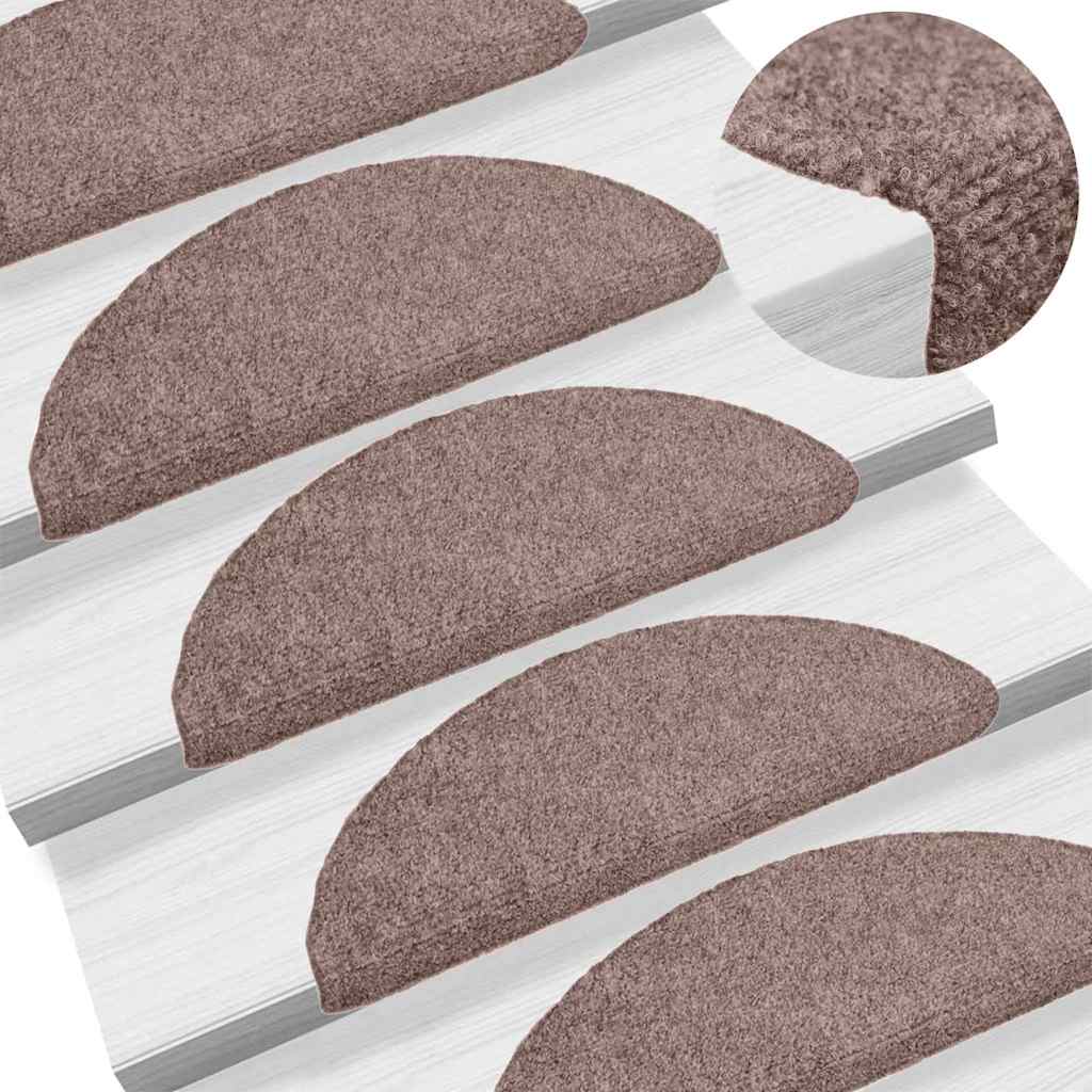 vidaXL Maty na schody samoprzylepne 20 szt. 56x17x3 cm jasnobrązowe półokrągłe