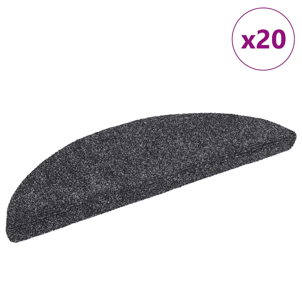 vidaXL Maty na schody samoprzylepne 20 szt. 56x17x3 cm Ciemnoszary półokrągły