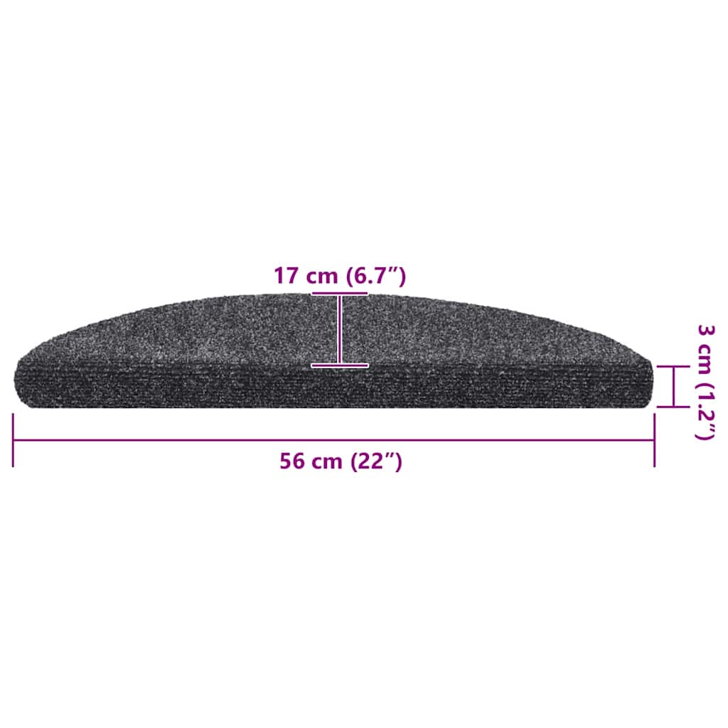 vidaXL Maty na schody samoprzylepne 20 szt. 56x17x3 cm Ciemnoszary półokrągły