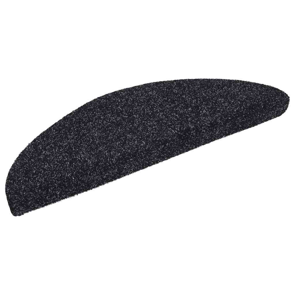 vidaXL Maty na schody samoprzylepne 20 szt. 56x17x3 cm czarne półokrągłe