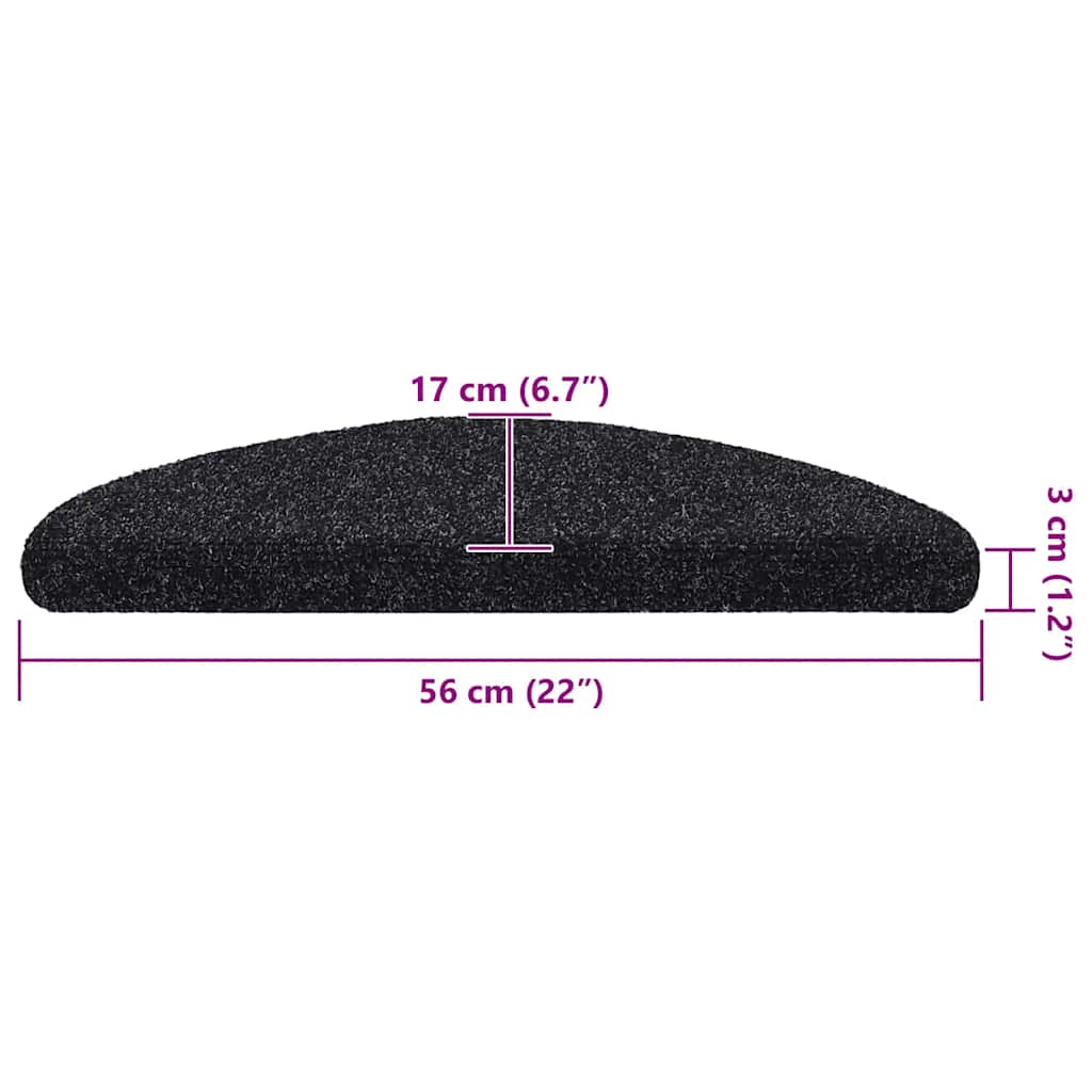 vidaXL Maty na schody samoprzylepne 20 szt. 56x17x3 cm czarne półokrągłe