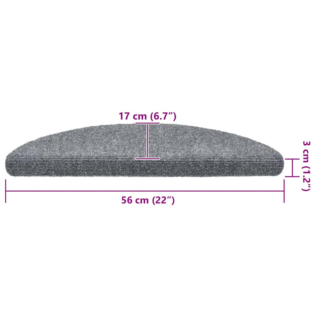 vidaXL Maty na schody samoprzylepne 20 szt. 56x17x3 cm Jasnoszary półokrągły
