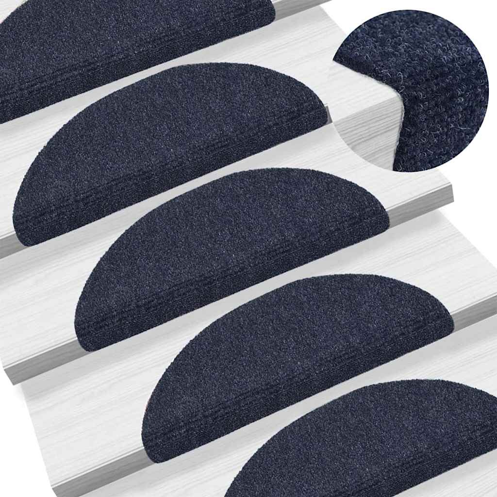 vidaXL Maty na schody samoprzylepne 20 szt. 56x17x3 cm niebieskie półokrągłe
