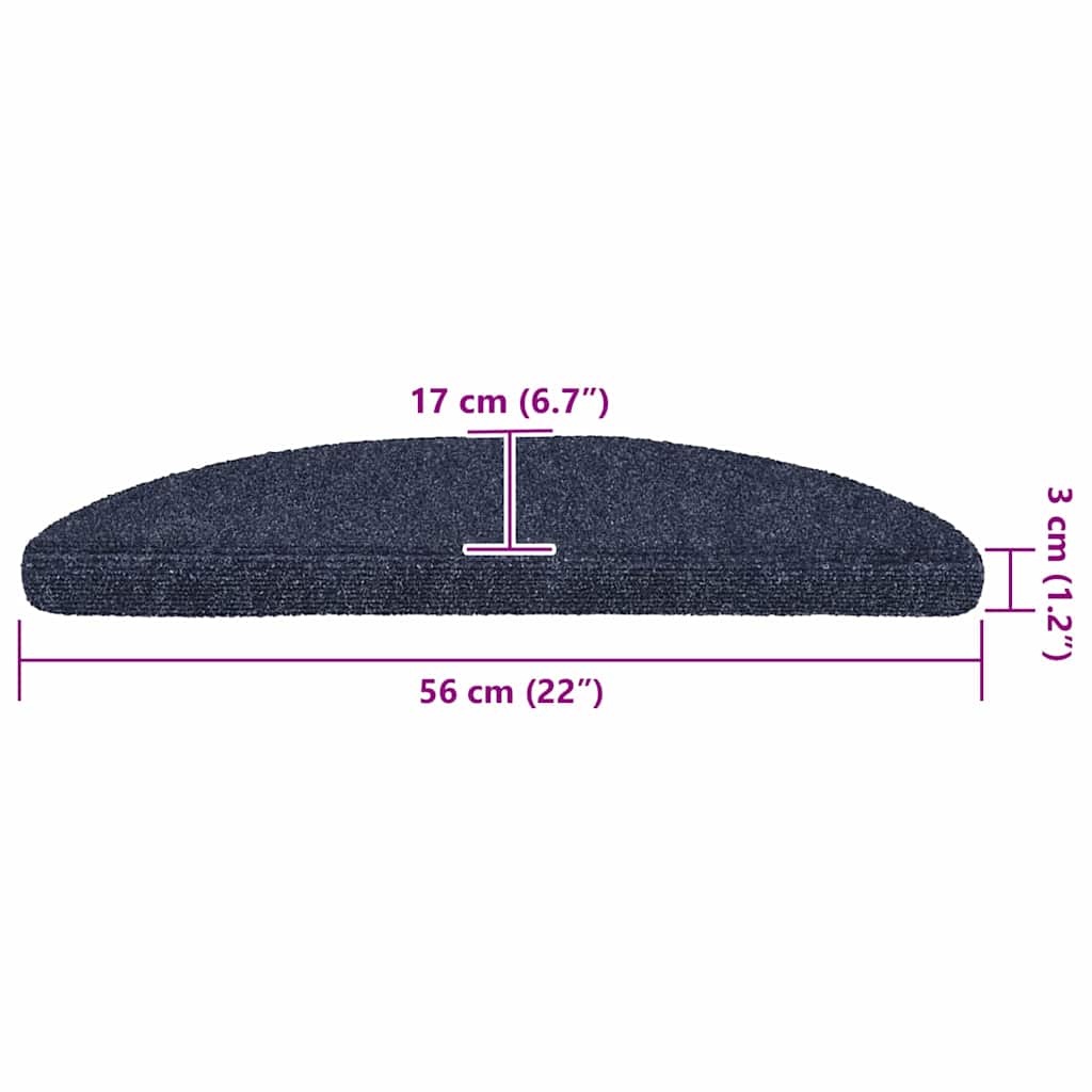 vidaXL Maty na schody samoprzylepne 20 szt. 56x17x3 cm niebieskie półokrągłe