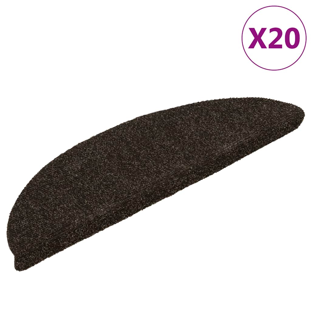 vidaXL Maty na schody samoprzylepne 20 szt. 56x17x3 cm Ciemnobrązowe półokrągłe