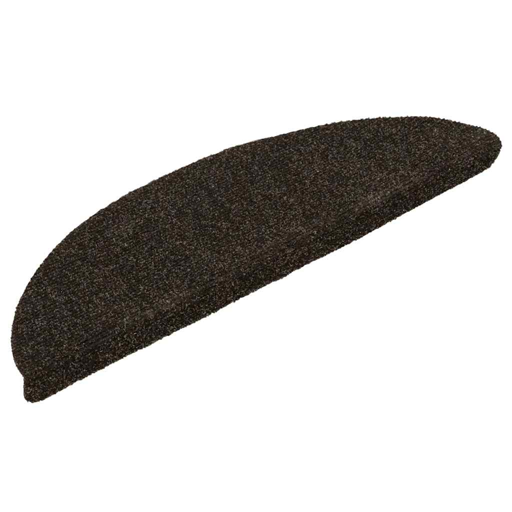 vidaXL Maty na schody samoprzylepne 20 szt. 56x17x3 cm Ciemnobrązowe półokrągłe