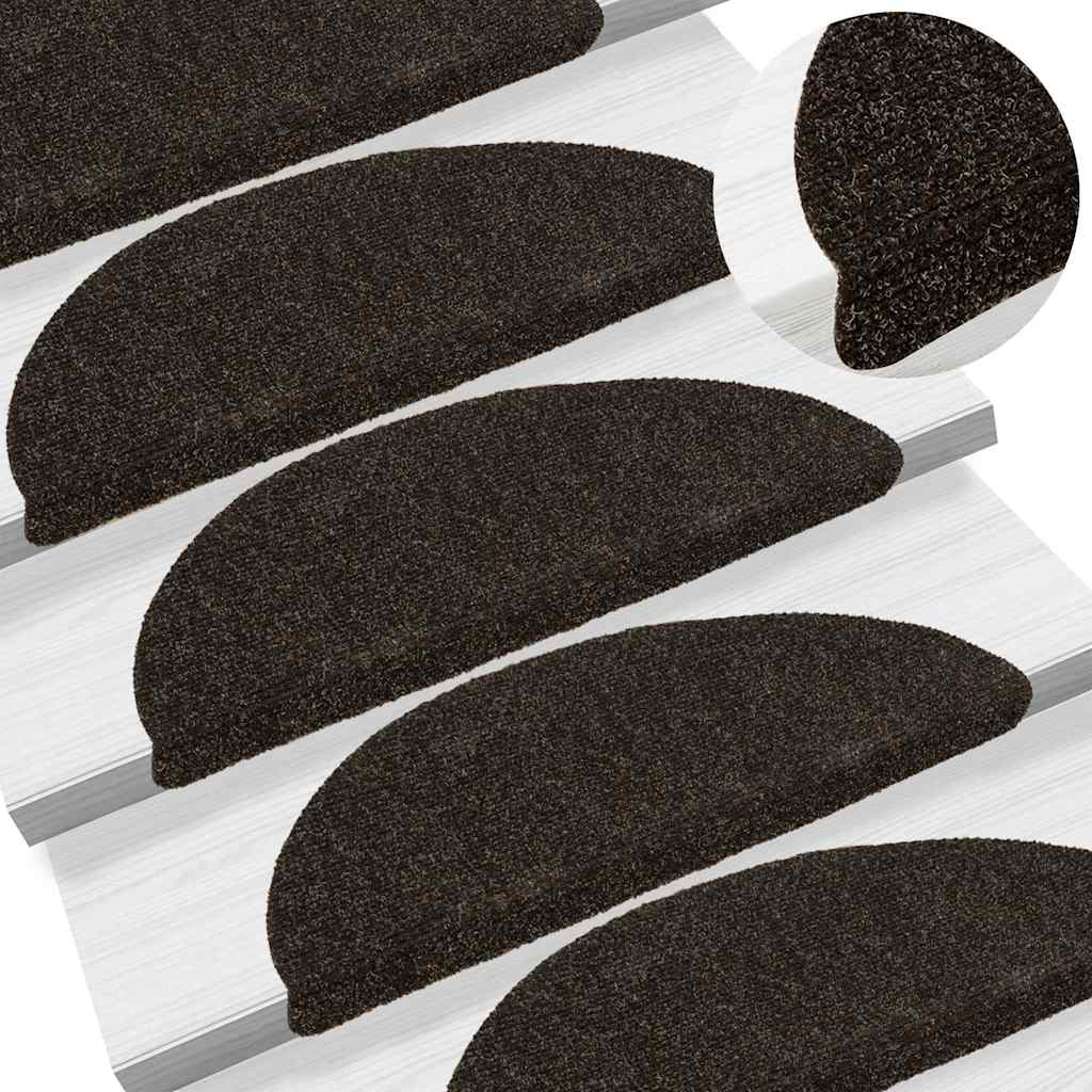 vidaXL Maty na schody samoprzylepne 20 szt. 56x17x3 cm Ciemnobrązowe półokrągłe