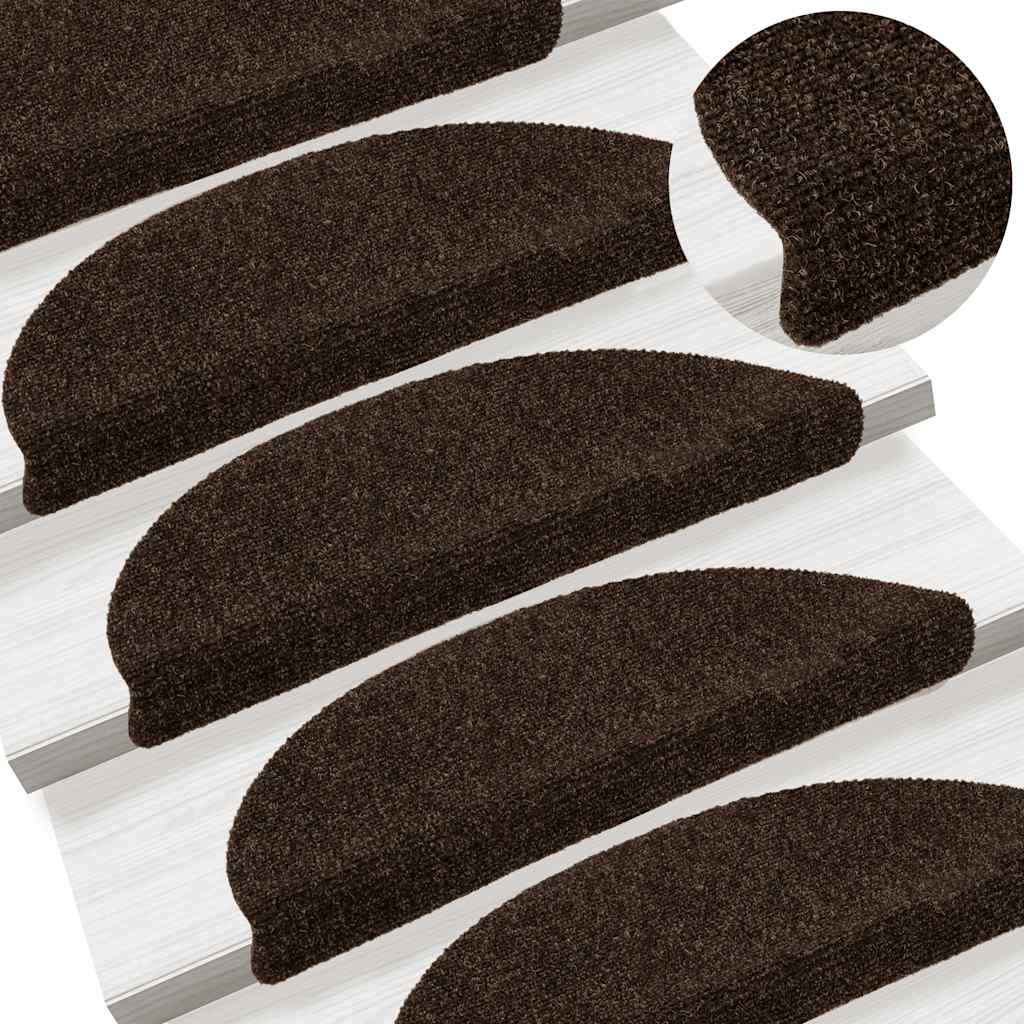 vidaXL Maty na schody samoprzylepne 20 szt. 56x17x3 cm Brązowe półokrągłe