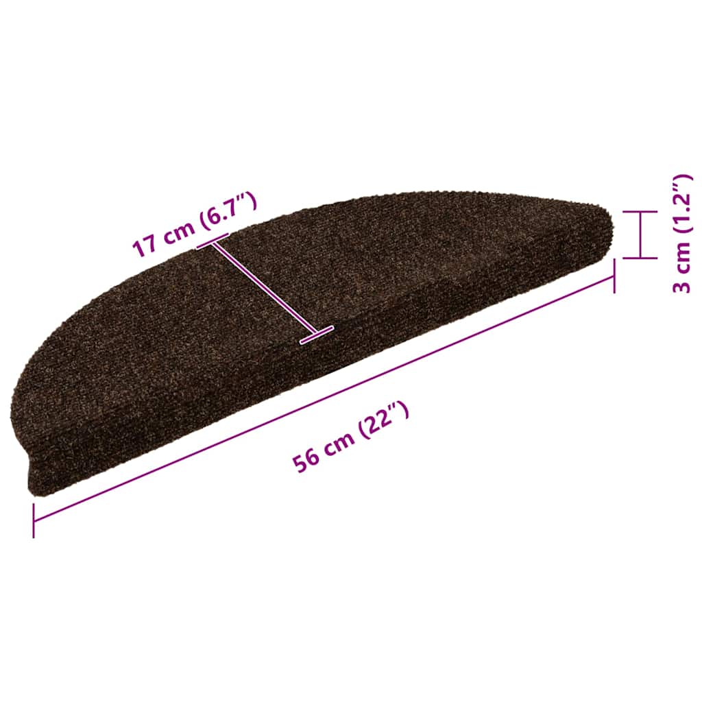 vidaXL Maty na schody samoprzylepne 20 szt. 56x17x3 cm Brązowe półokrągłe
