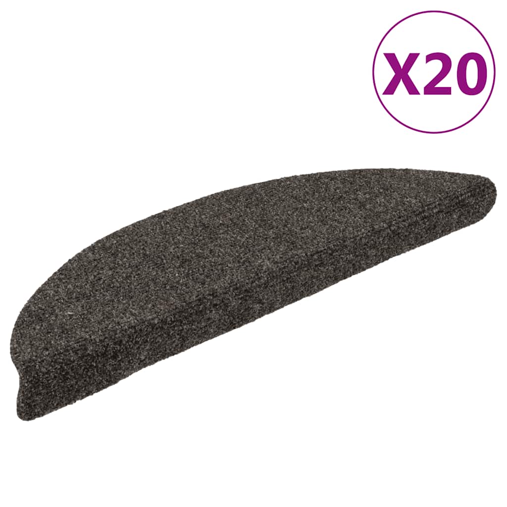 vidaXL Maty na schody samoprzylepne 20 szt. 56x17x3 cm Antracyt Półokrągłe