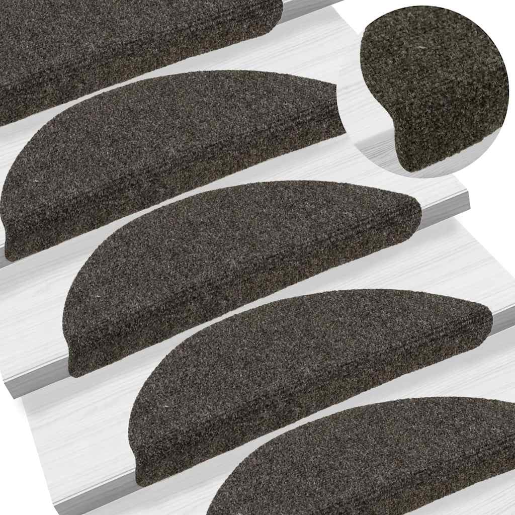 vidaXL Maty na schody samoprzylepne 20 szt. 56x17x3 cm Antracyt Półokrągłe