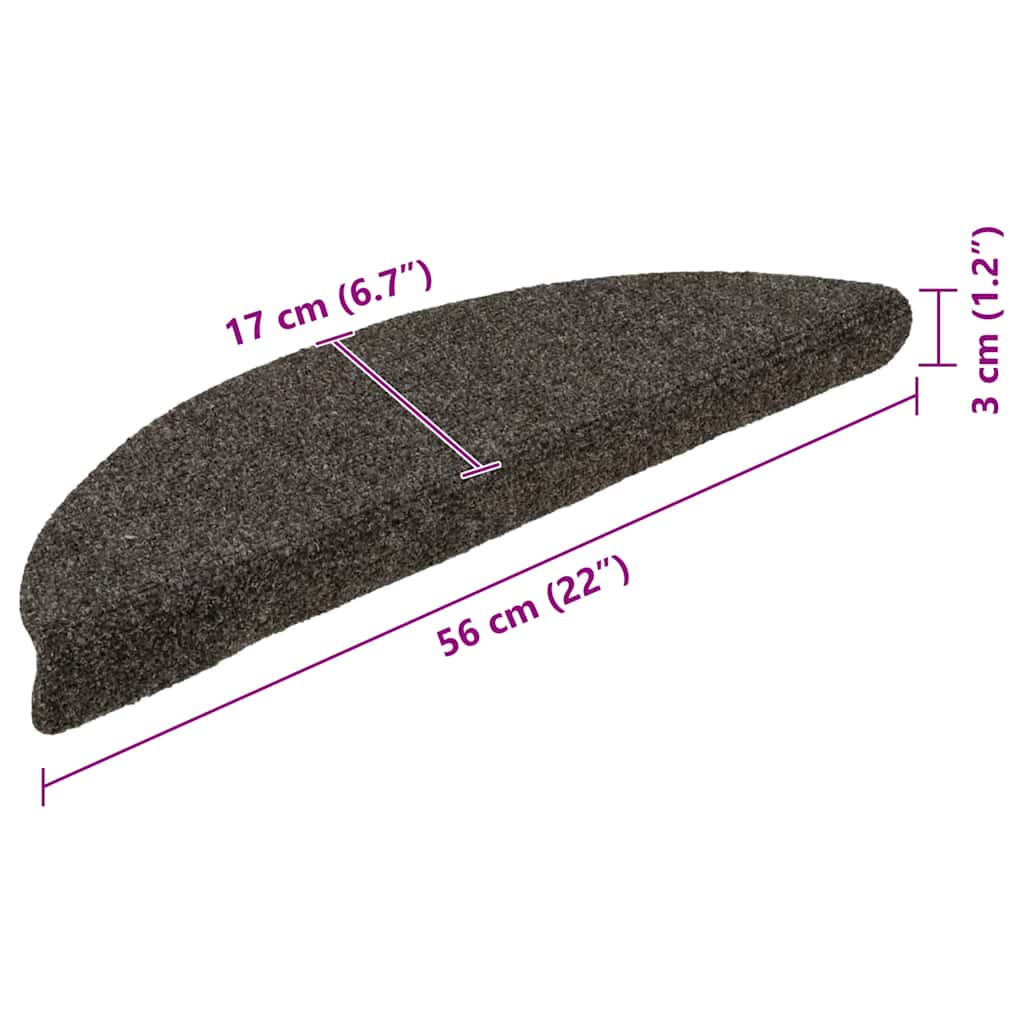 vidaXL Maty na schody samoprzylepne 20 szt. 56x17x3 cm Antracyt Półokrągłe