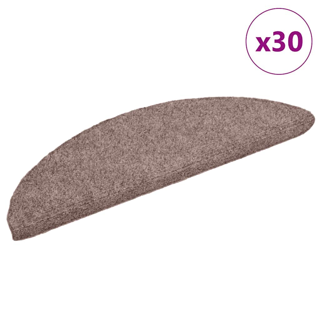 vidaXL Maty na schody samoprzylepne 30 szt. 56x17x3 cm jasnobrązowe półokrągłe