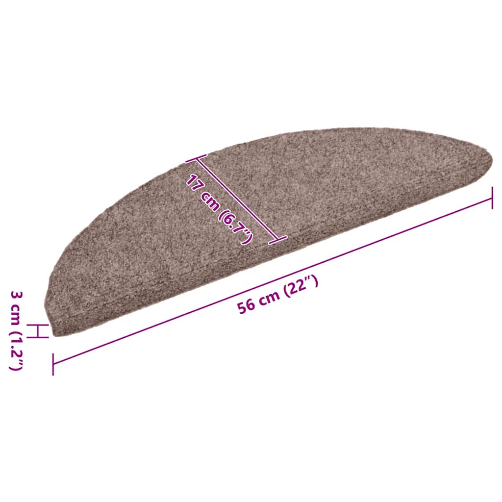 vidaXL Maty na schody samoprzylepne 30 szt. 56x17x3 cm jasnobrązowe półokrągłe