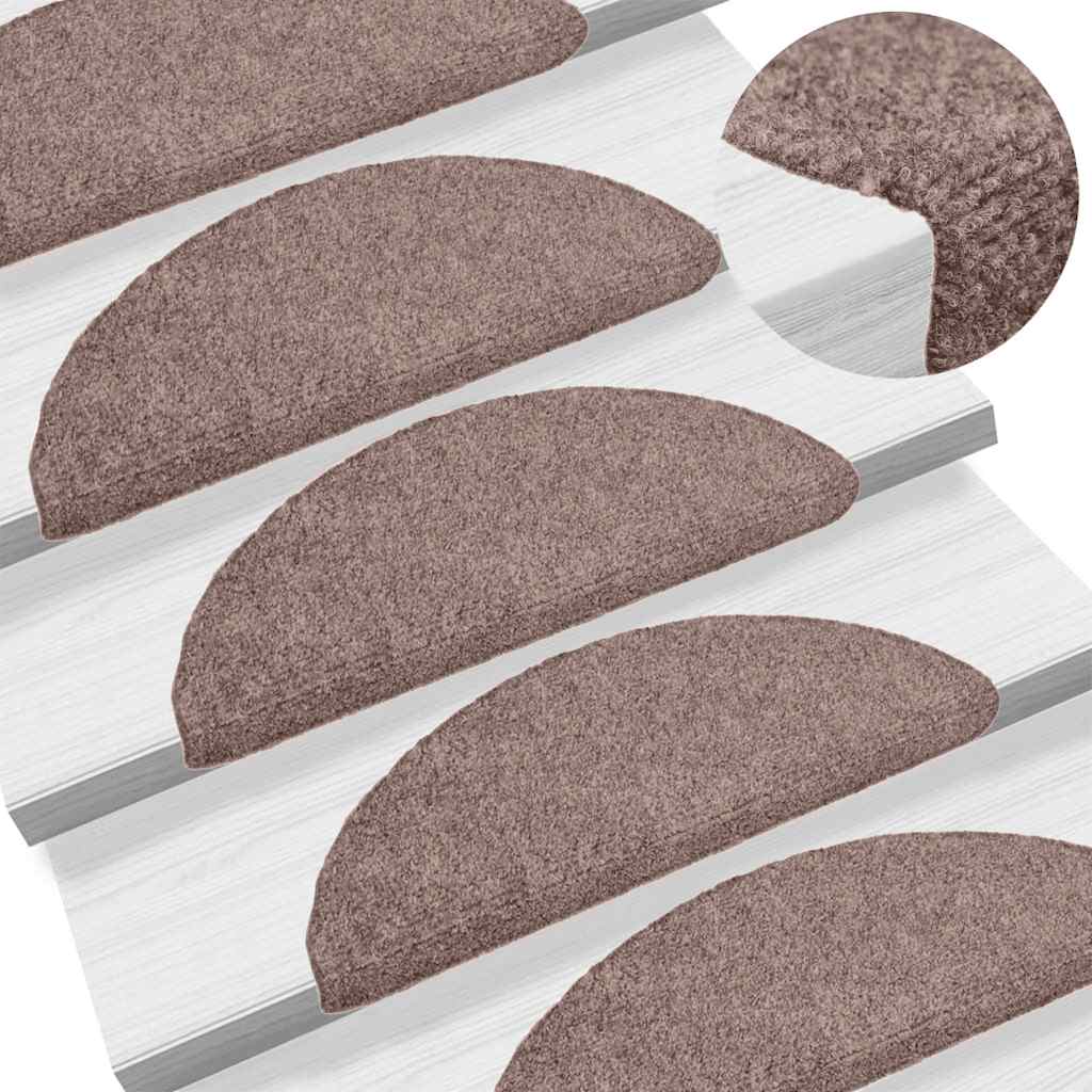 vidaXL Maty na schody samoprzylepne 30 szt. 56x17x3 cm jasnobrązowe półokrągłe