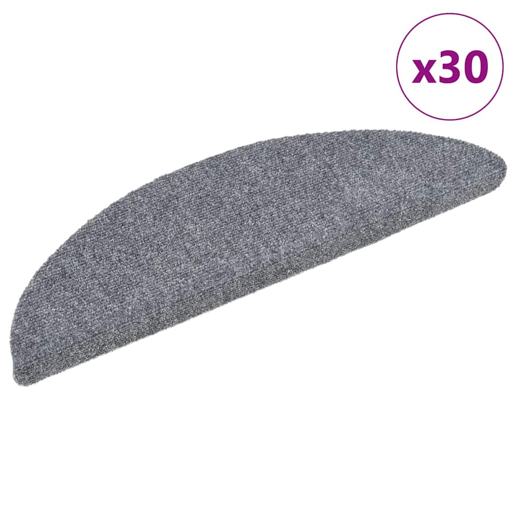 vidaXL Maty na schody samoprzylepne 30 szt. 56x17x3 cm Jasnoszary półokrągły