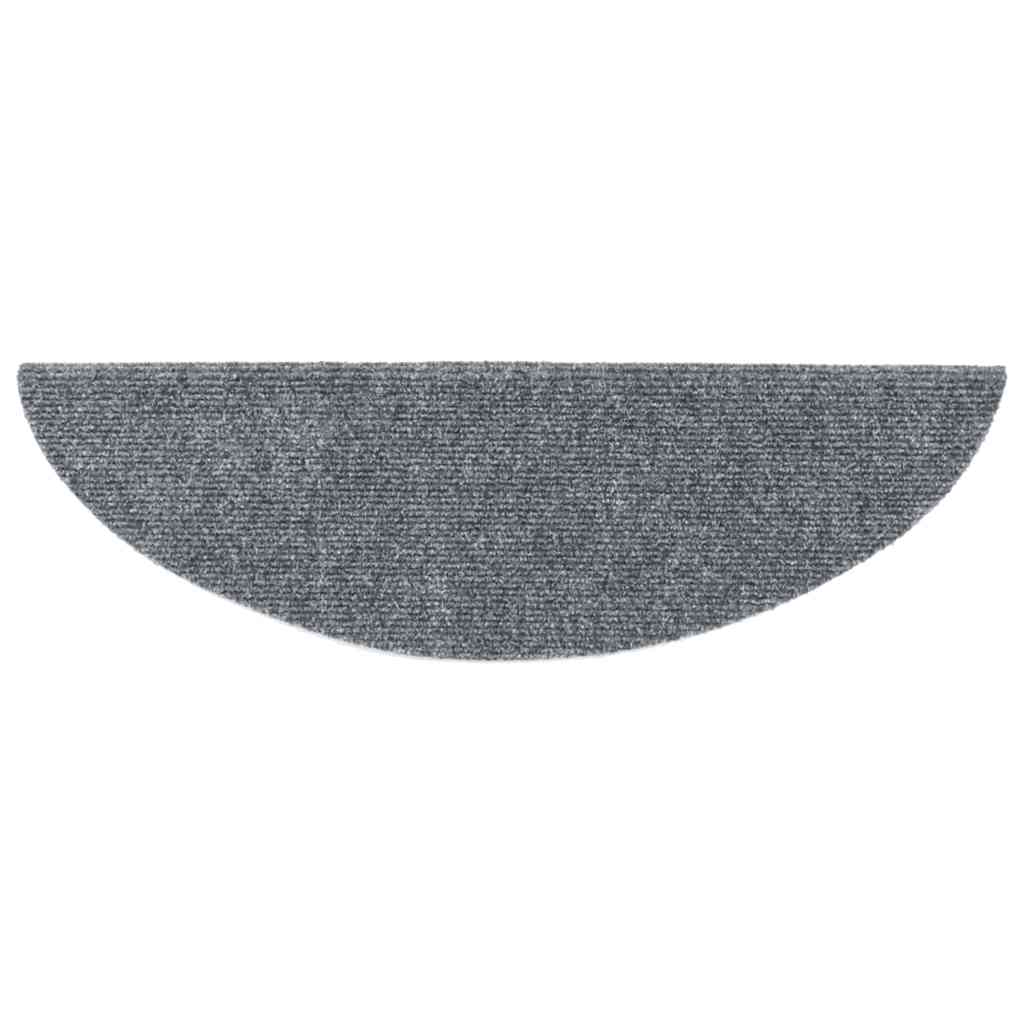 vidaXL Maty na schody samoprzylepne 30 szt. 56x17x3 cm Jasnoszary półokrągły