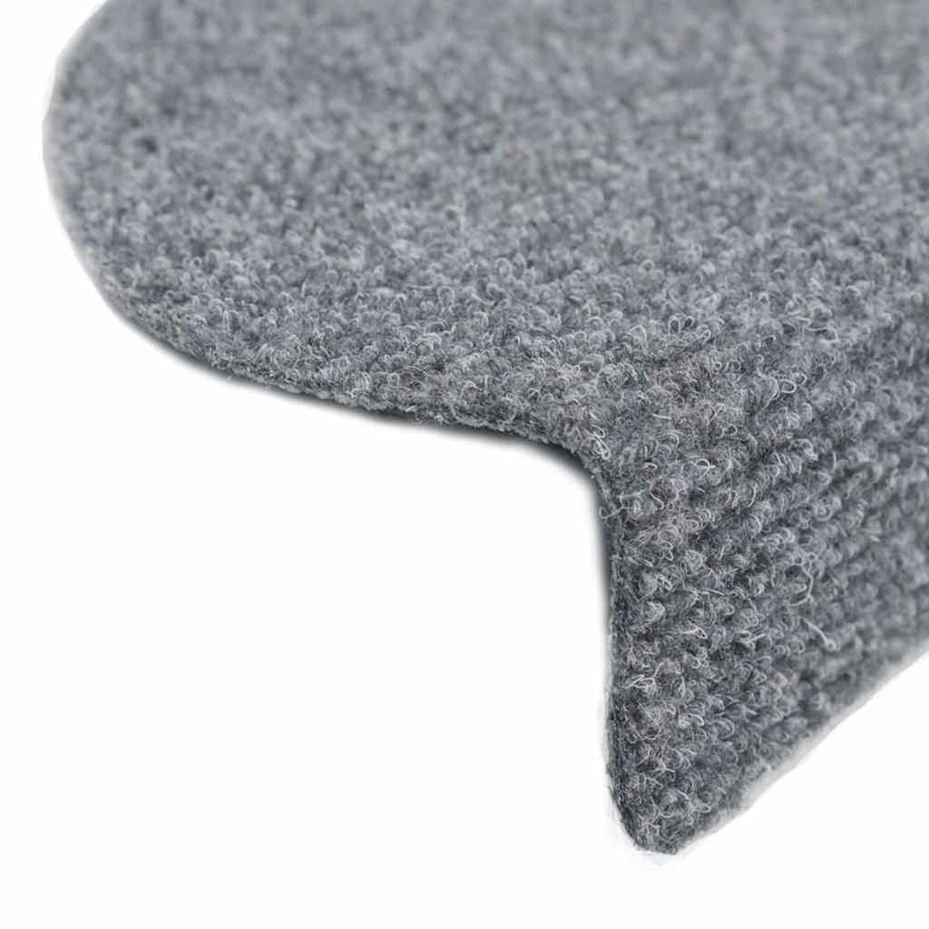 vidaXL Maty na schody samoprzylepne 30 szt. 56x17x3 cm Jasnoszary półokrągły