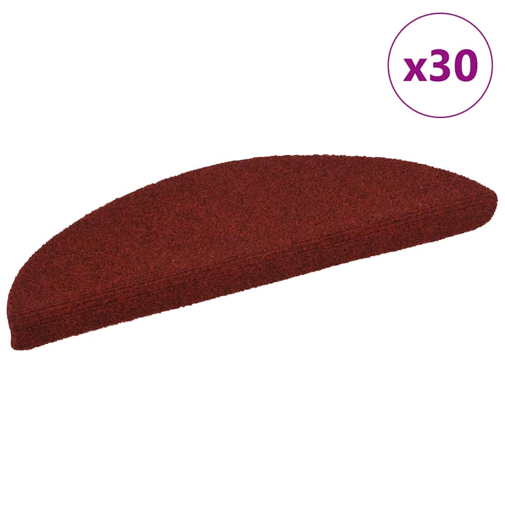 vidaXL Maty na schody samoprzylepne 30 szt. 56x17x3 cm Bordowo-czerwone półokrągłe