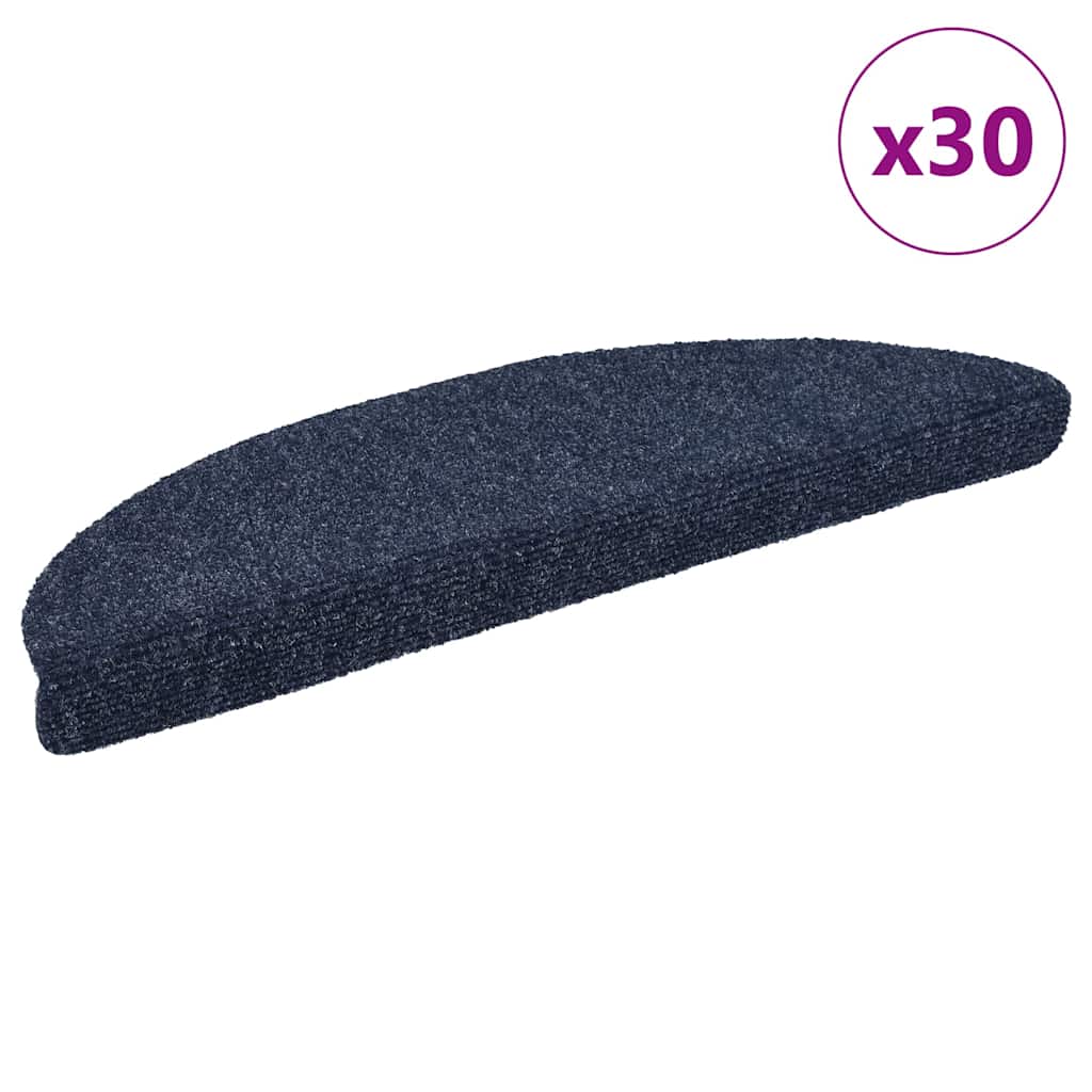 vidaXL Maty na schody samoprzylepne 30 szt. 56x17x3 cm niebieskie półokrągłe