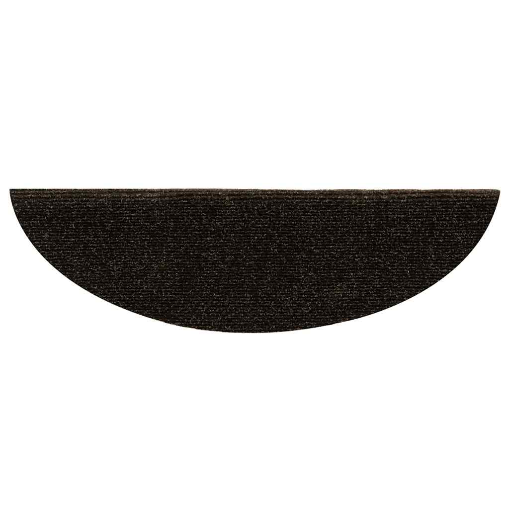 vidaXL Maty na schody samoprzylepne 30 szt. 56x17x3 cm Ciemnobrązowe półokrągłe