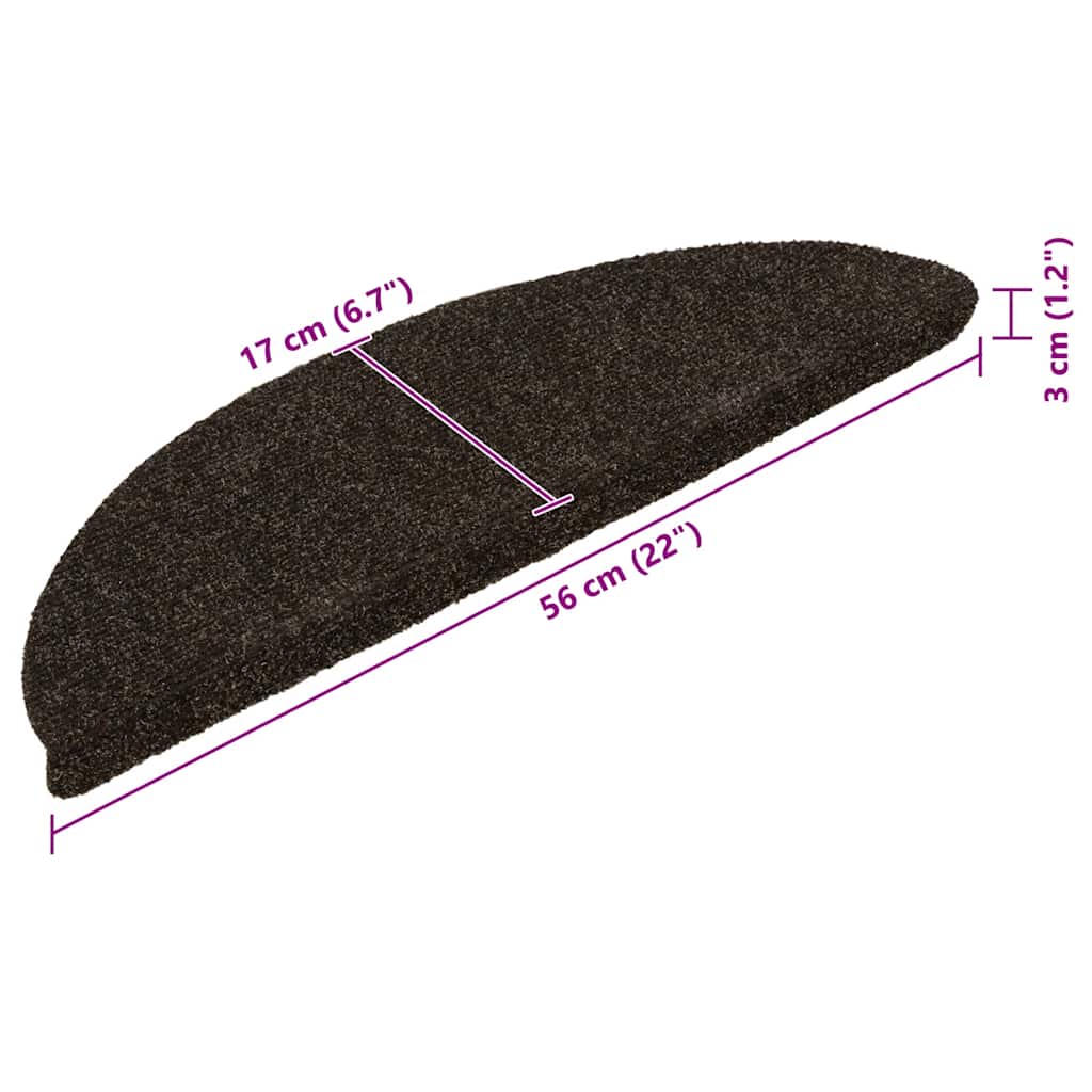 vidaXL Maty na schody samoprzylepne 30 szt. 56x17x3 cm Ciemnobrązowe półokrągłe